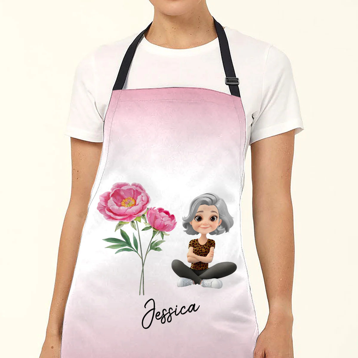 Lovely Girl Flower - Personalized Custom Apron - Image 3