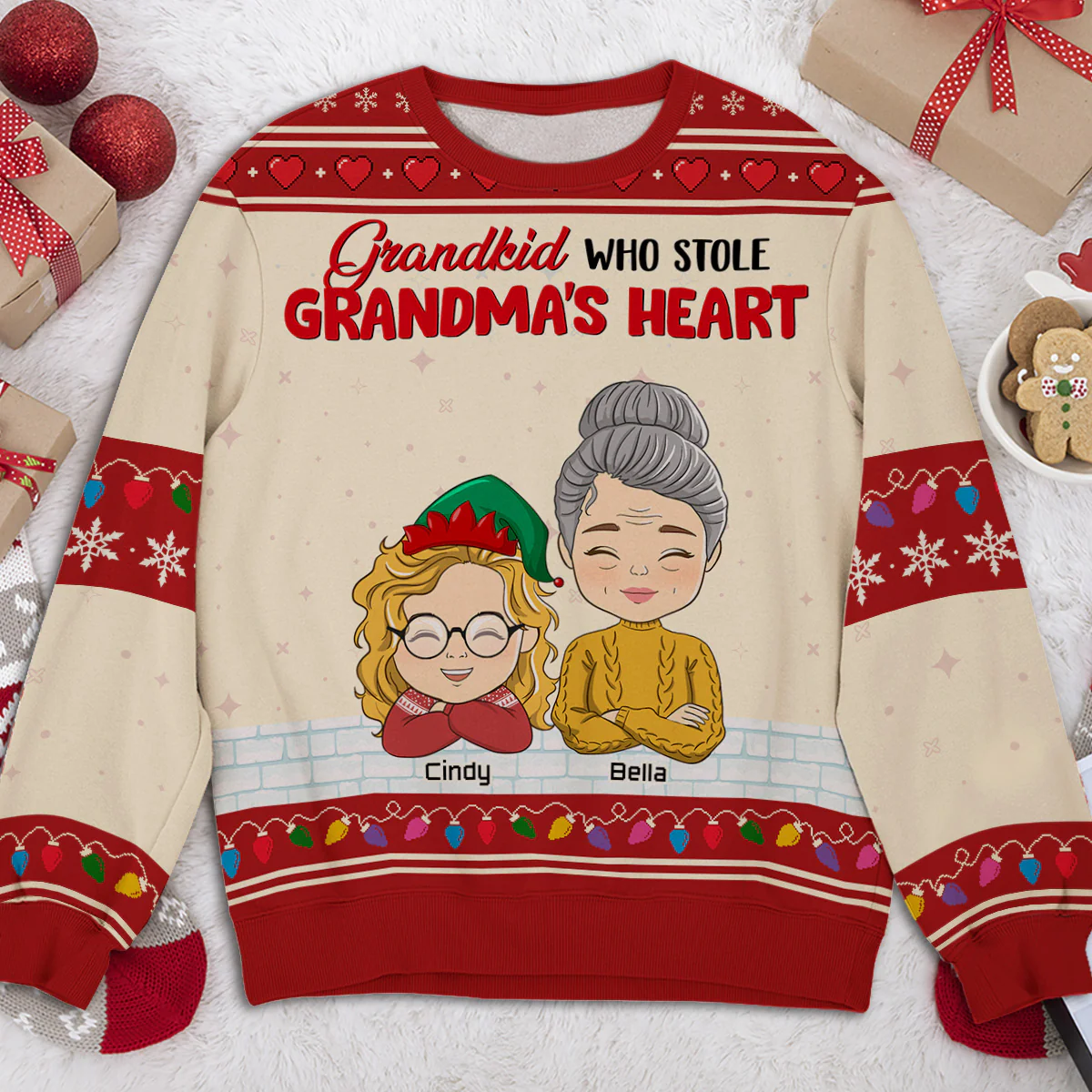 Lovely Grandkids Christmas - Personalized Custom All-Over-Print Sweatshirt - Image 2