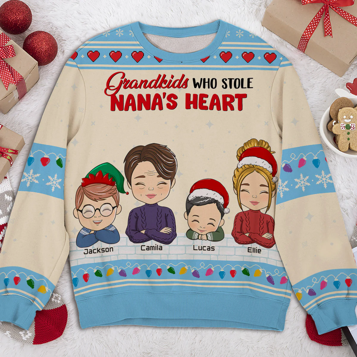 Lovely Grandkids Christmas - Personalized Custom All-Over-Print Sweatshirt - Image 3