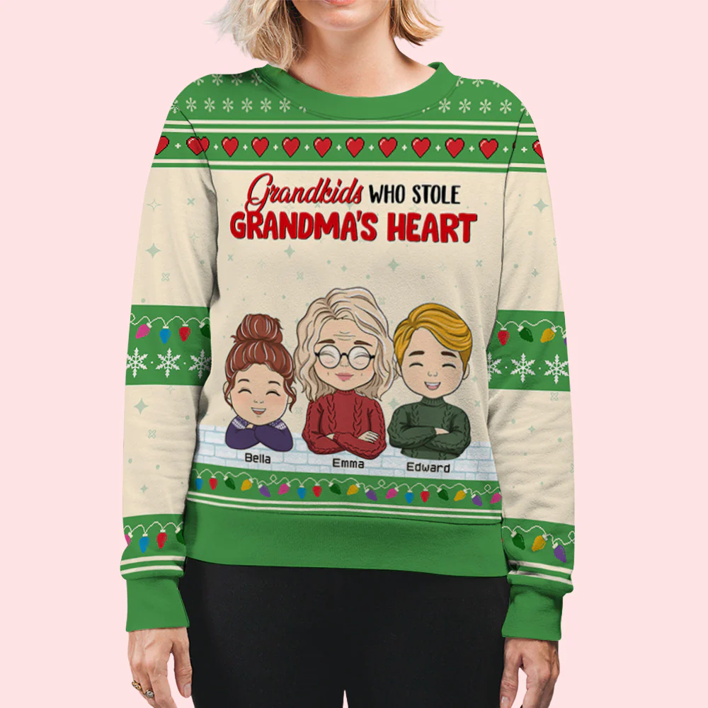 Lovely Grandkids Christmas - Personalized Custom All-Over-Print Sweatshirt - Image 4
