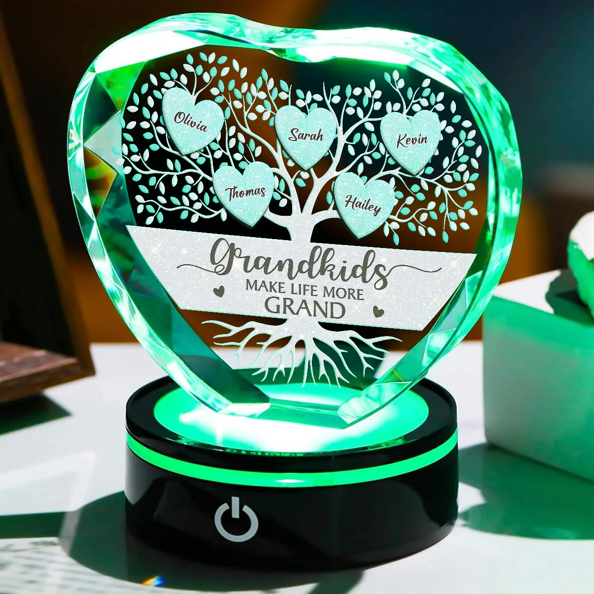 Lovely Grandkids - Personalized Custom Crystal Led Light - Image 3