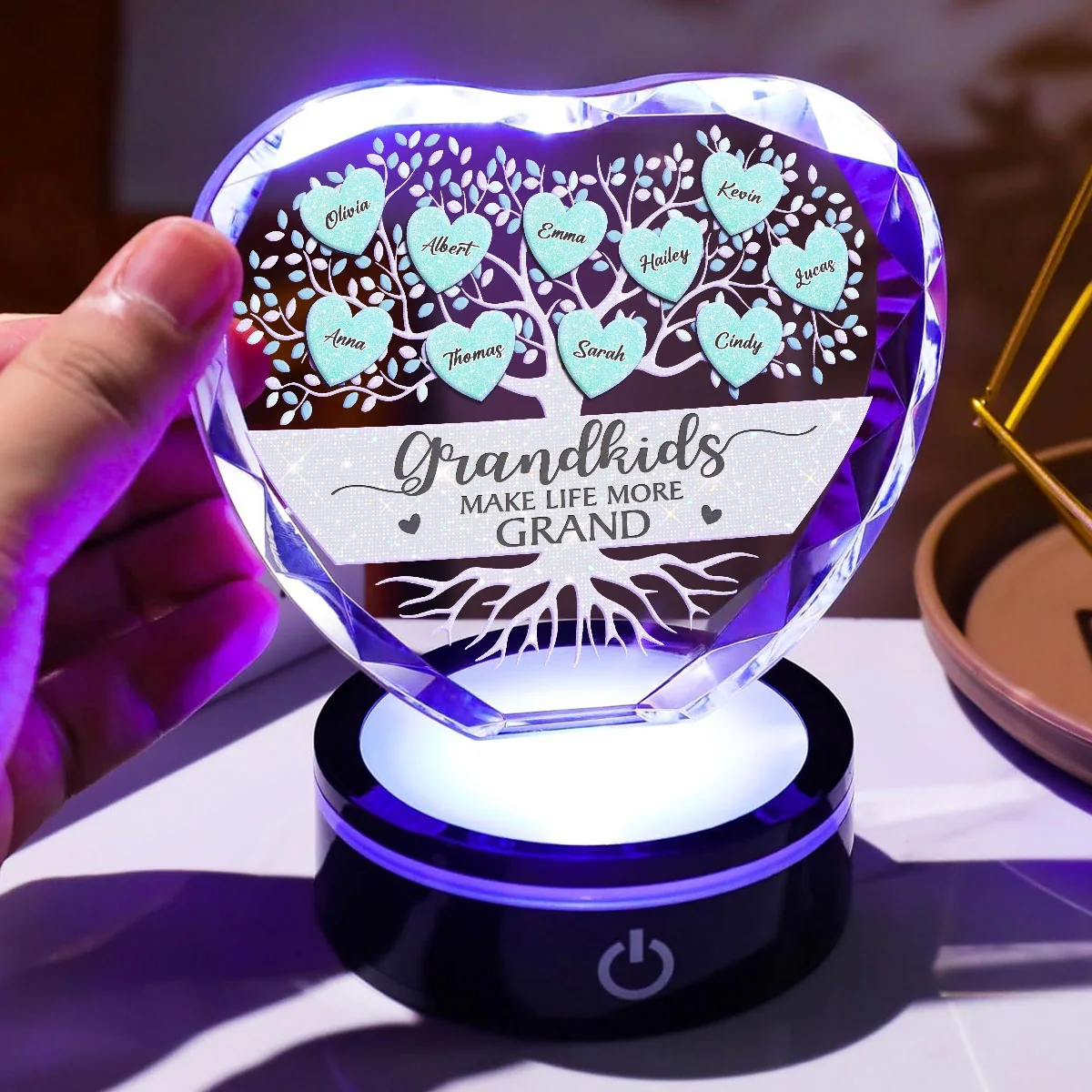 Lovely Grandkids - Personalized Custom Crystal Led Light - Image 4