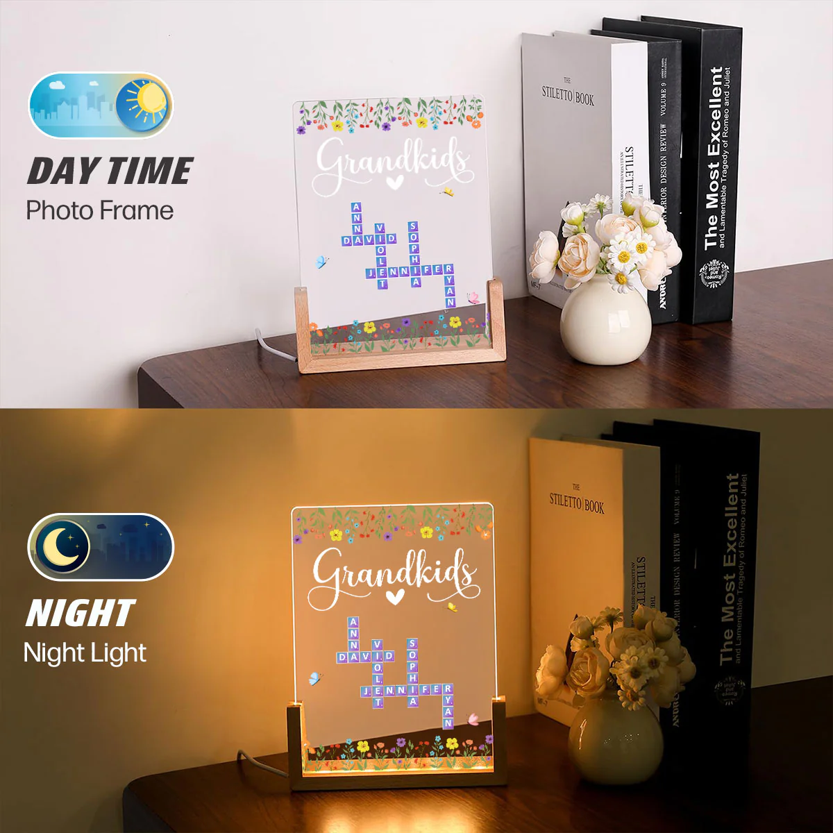 Lovely Grandkids - Personalized Custom Plaque With Walnut Base - Image 5