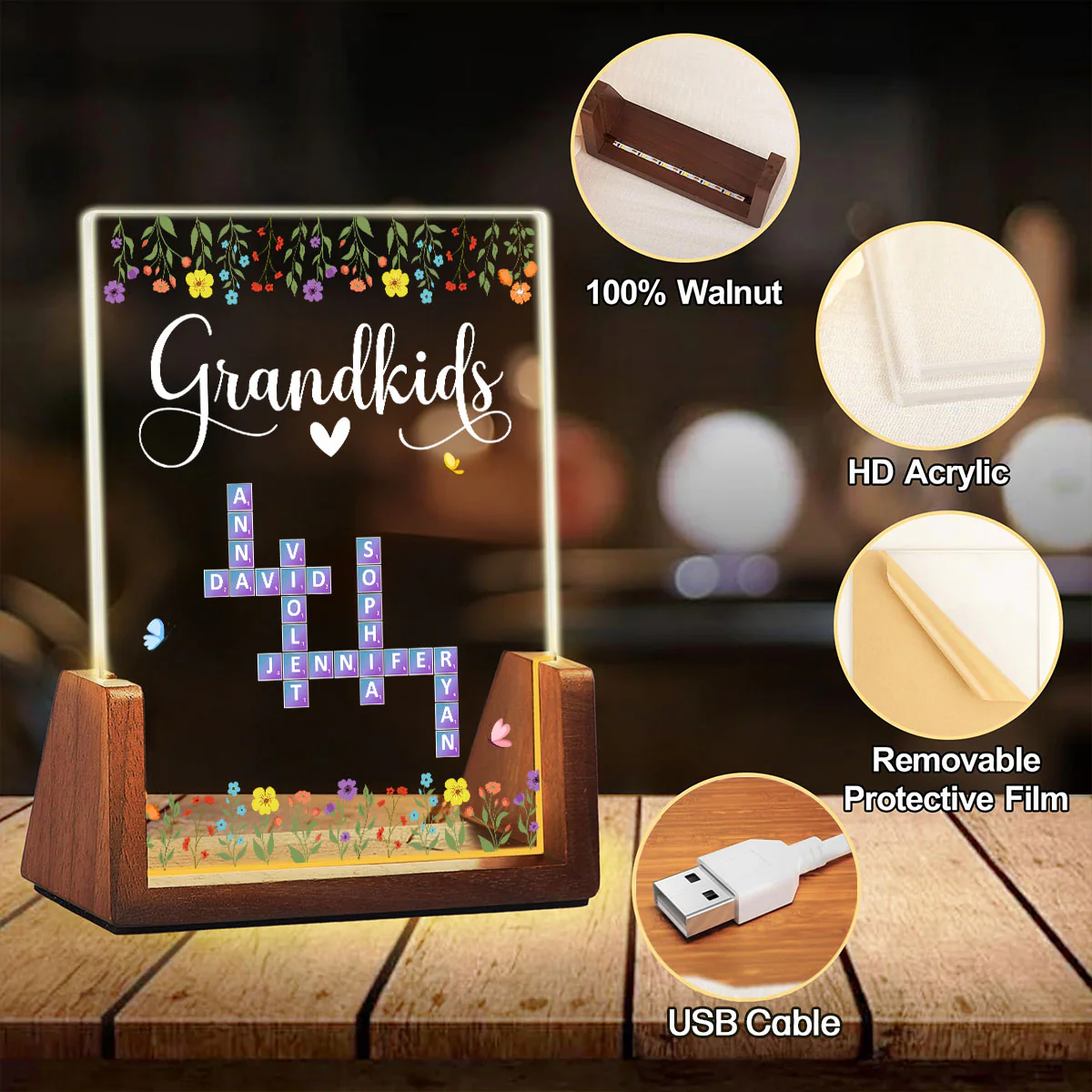 Lovely Grandkids - Personalized Custom Plaque With Walnut Base - Image 6