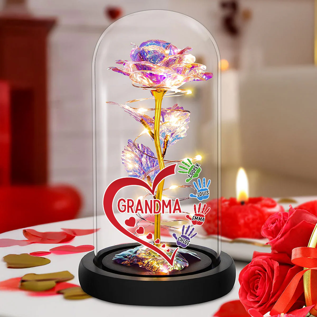 Lovely Grandma - Personalized Custom Sparkly Rose - Image 2
