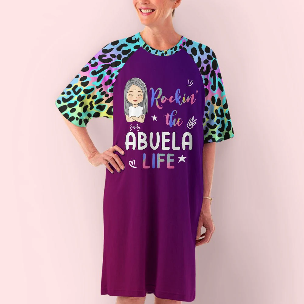 Lovely Leopard Grandma Life - Personalized Custom 3/4 Sleeve Dress - Image 3