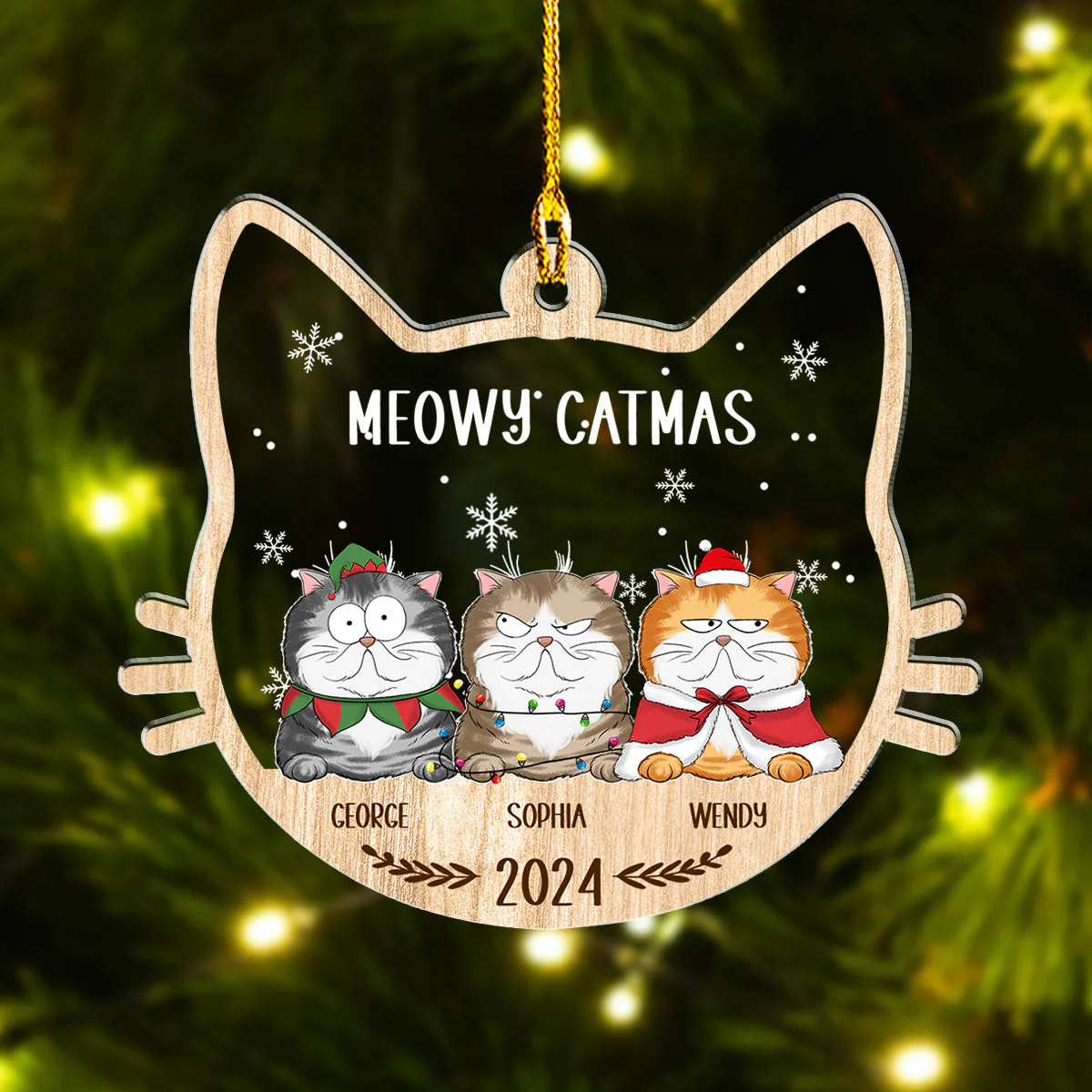 Lovely Meowy Catmas - Personalized Custom Acrylic Ornament - Image 5
