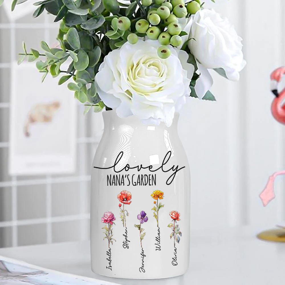 Lovely Nana - Personalized Custom Home Decor Flower Vase - Image 2