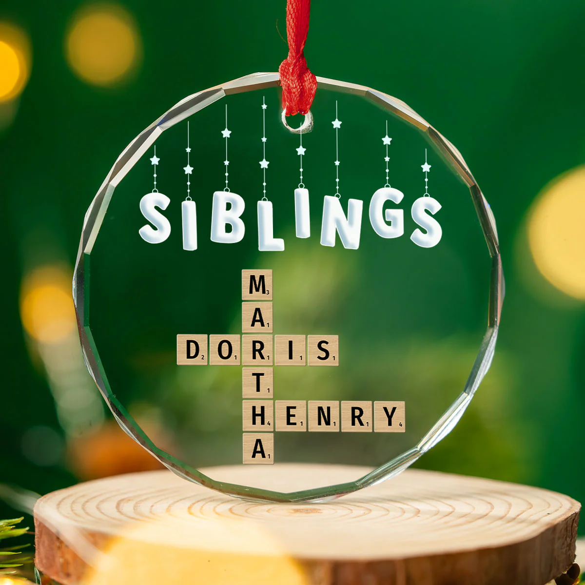 Lovely Siblings - Personalized Custom Glass Ornament - Image 3