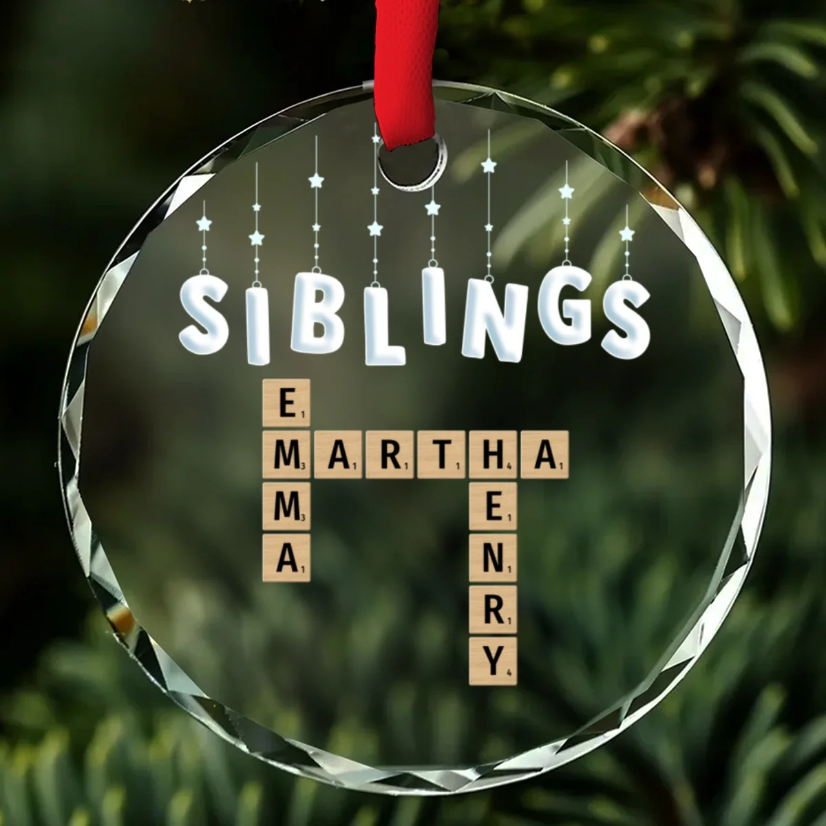 Lovely Siblings - Personalized Custom Glass Ornament - Image 6