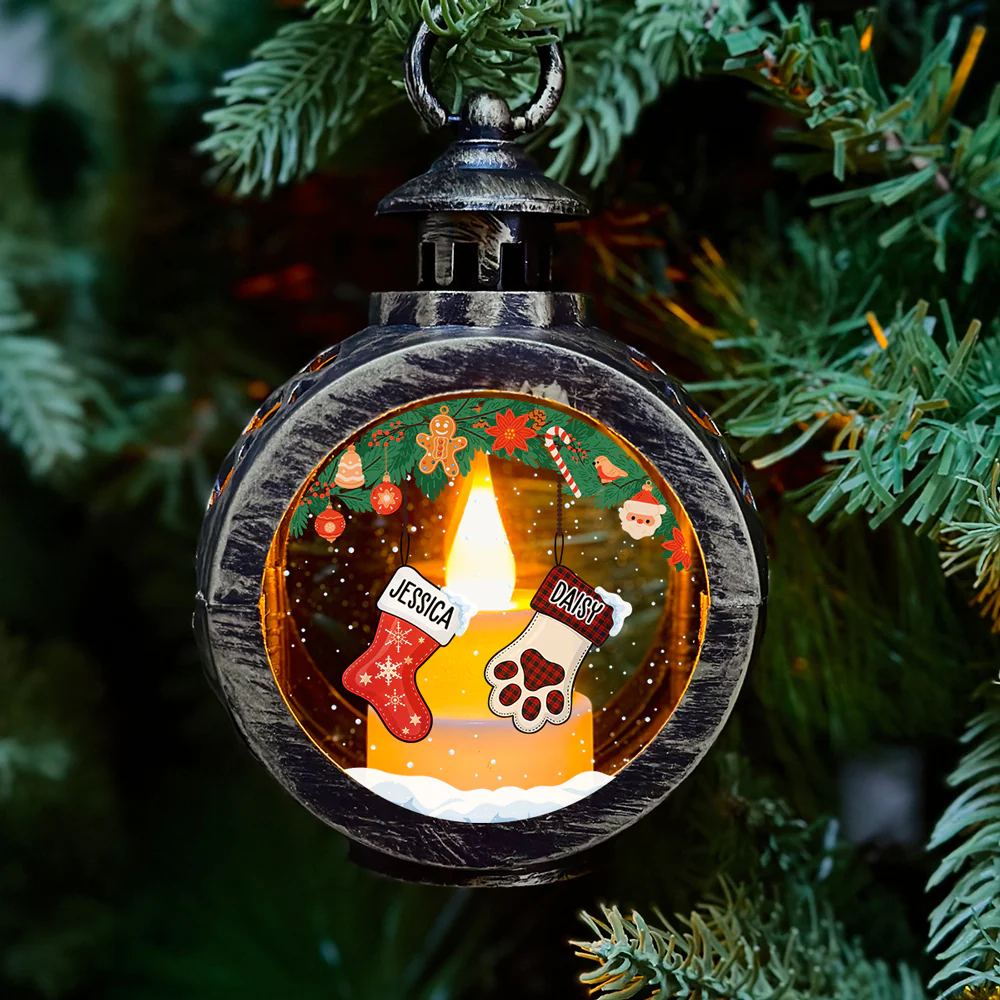 Lovely Stockings Hanging - Personalized Custom Christmas Lantern - Image 2