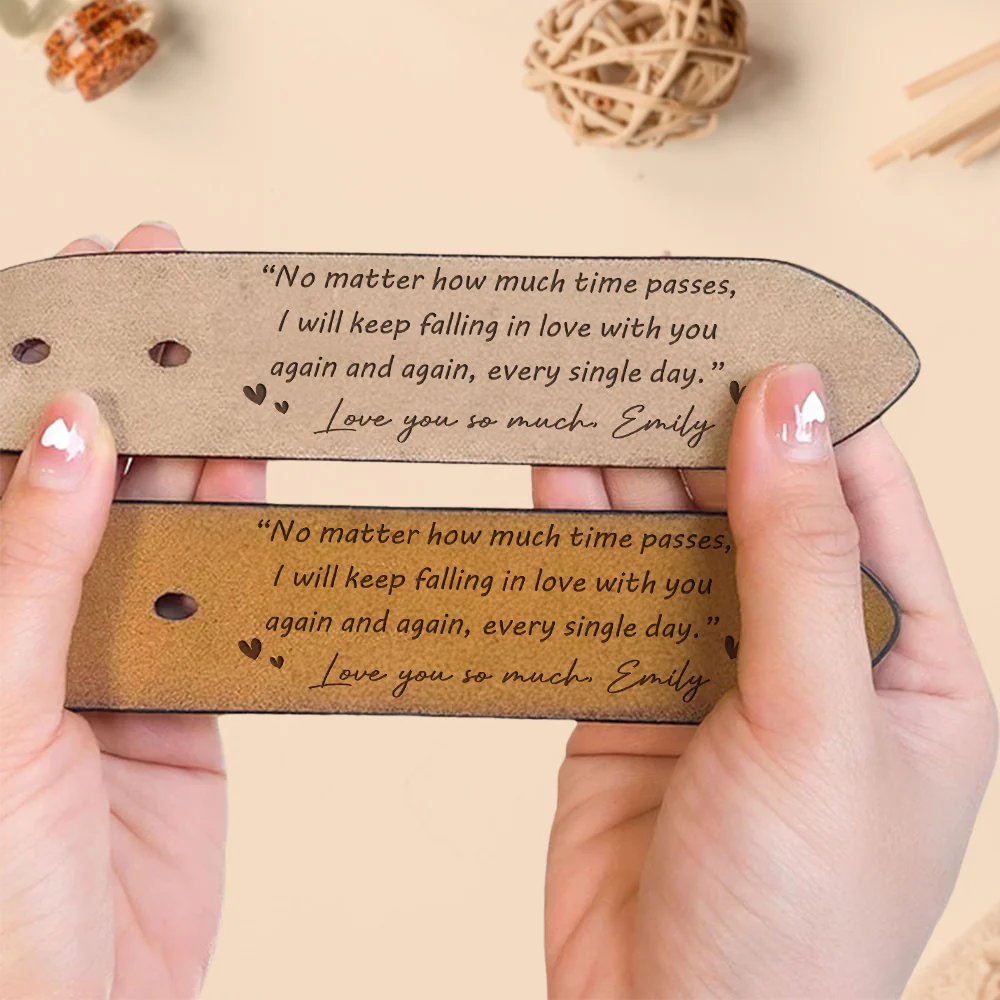 Loving You More Each Day - Personalized Engraved Leather Belt - Image 6