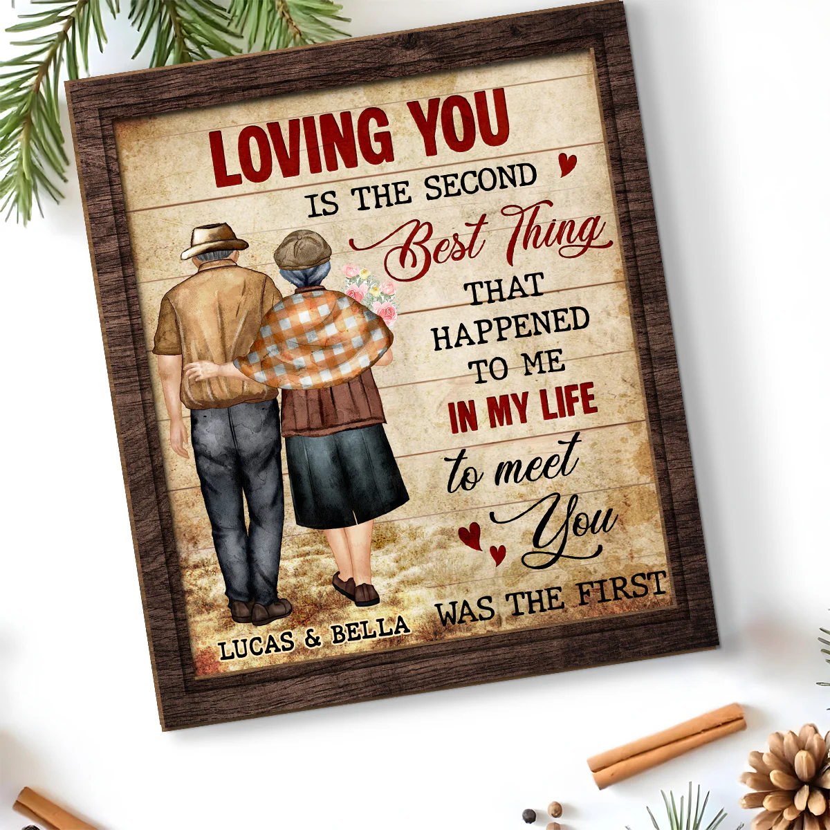 Loving You - Personalized Custom 2-Layer Wood Plaque With Flat Base - Image 4