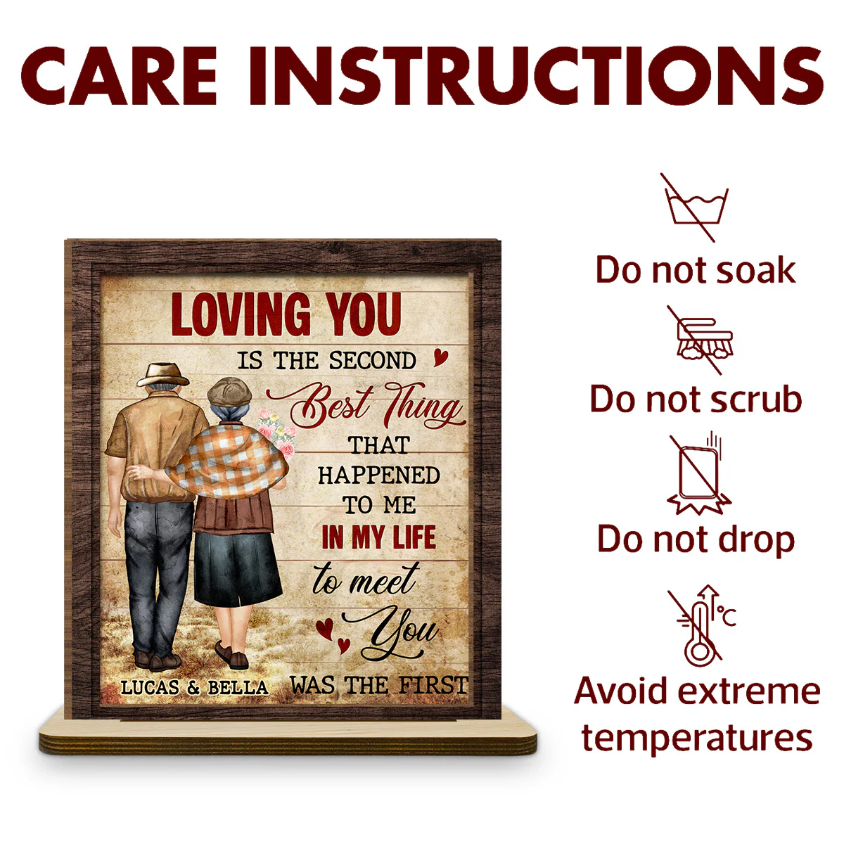 Loving You - Personalized Custom 2-Layer Wood Plaque With Flat Base - Image 6