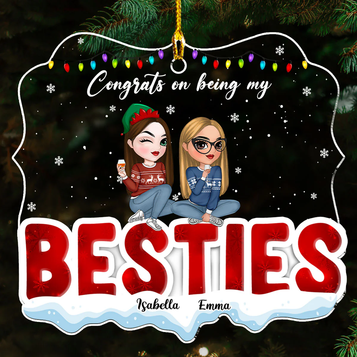 Lucky Bestie - Personalized Custom Acrylic Ornament - Image 2