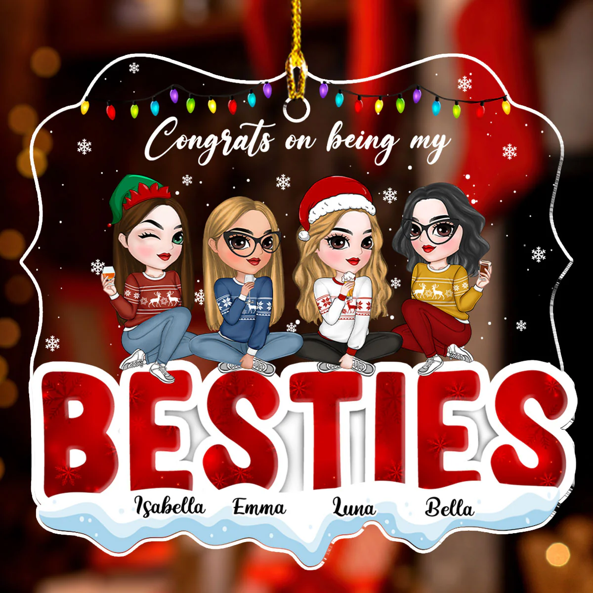 Lucky Bestie - Personalized Custom Acrylic Ornament - Image 3