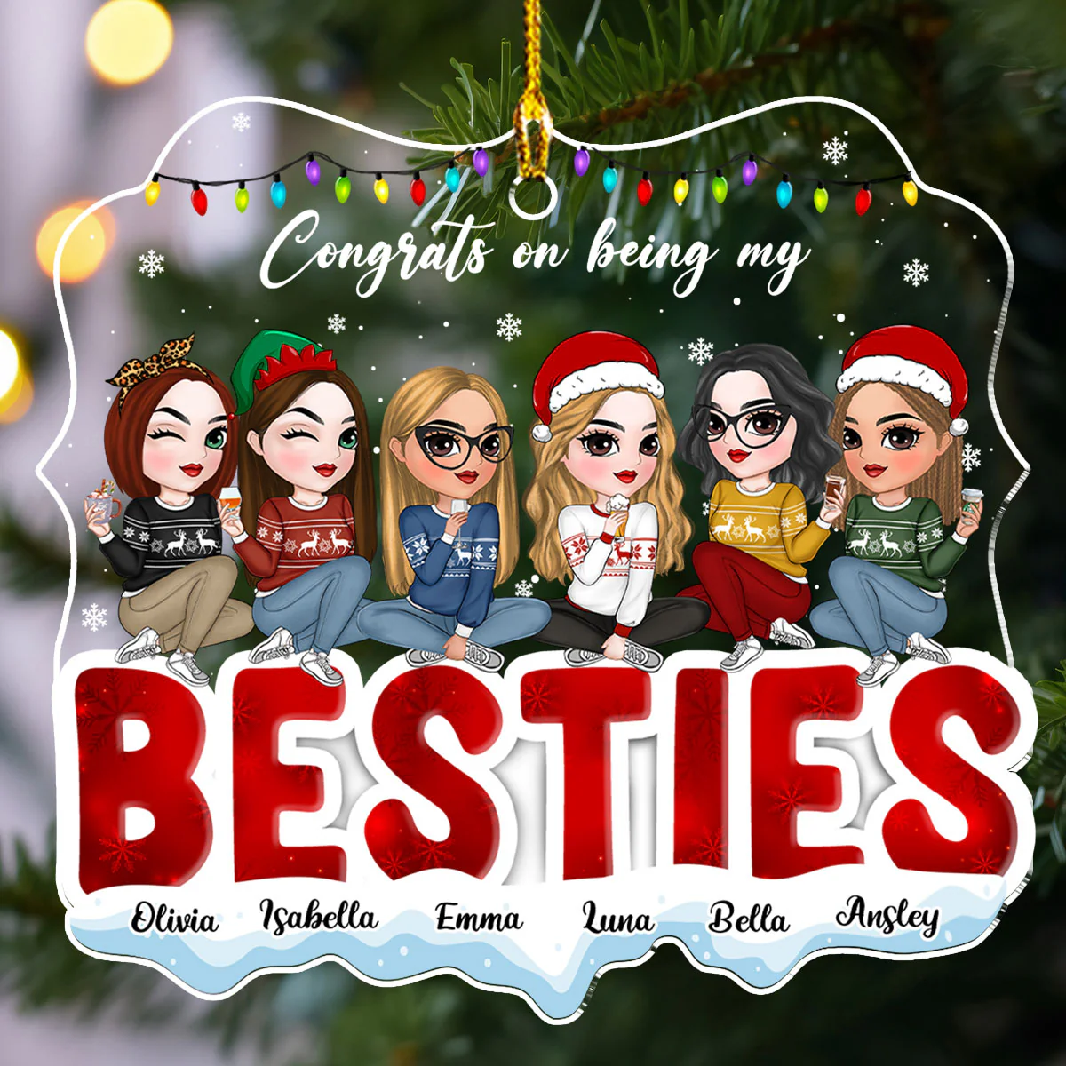Lucky Bestie - Personalized Custom Acrylic Ornament - Image 5