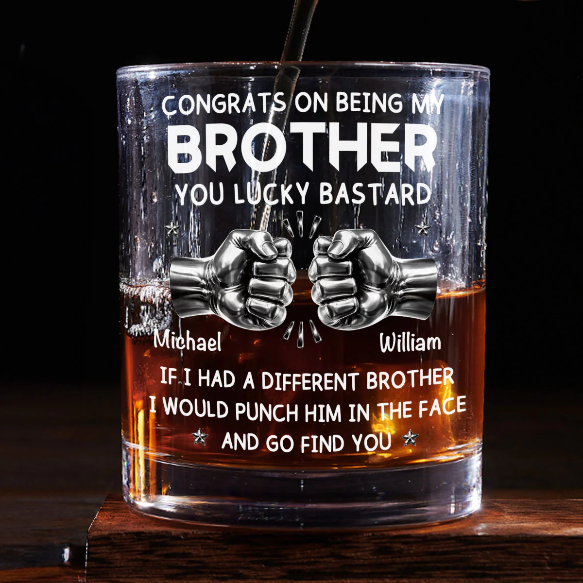 Lucky Brother - Personalized Custom Whiskey Glass