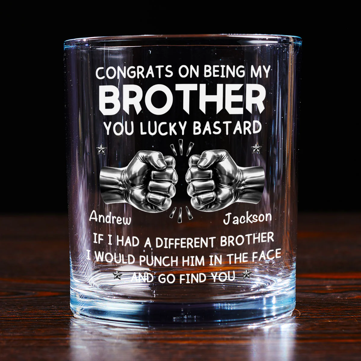 Lucky Brother - Personalized Custom Whiskey Glass - Image 3
