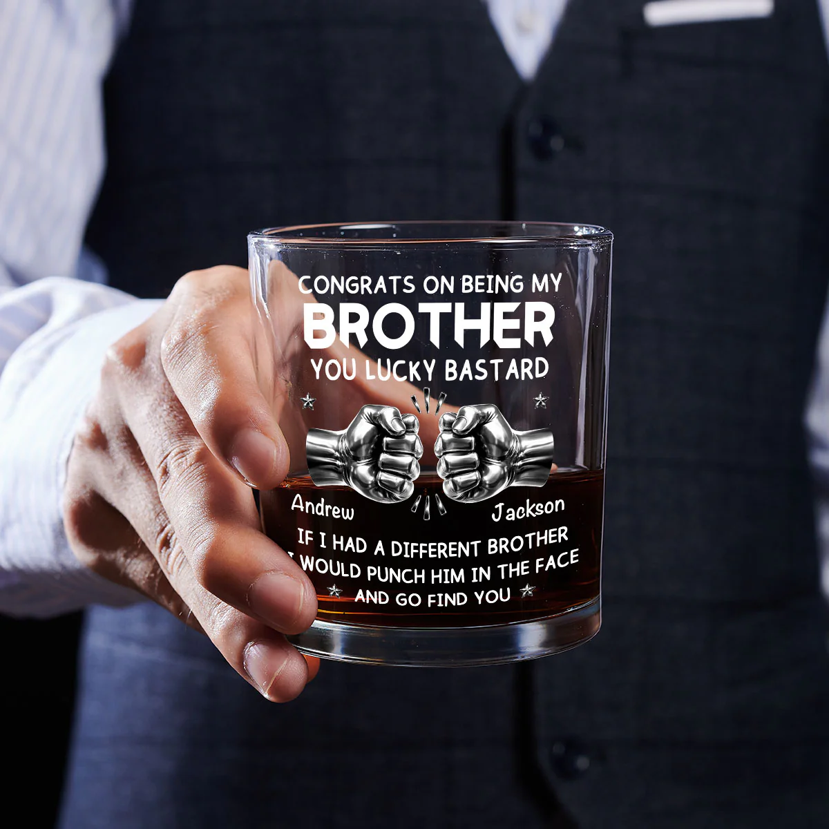 Lucky Brother - Personalized Custom Whiskey Glass - Image 5