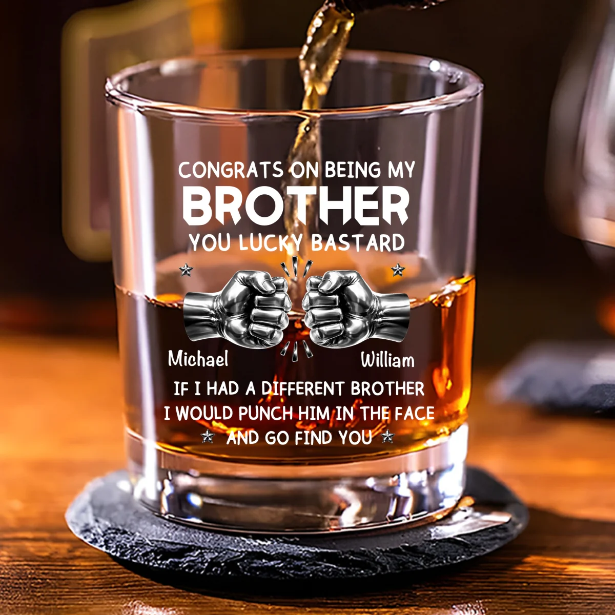 Lucky Brother - Personalized Custom Whiskey Glass - Image 7