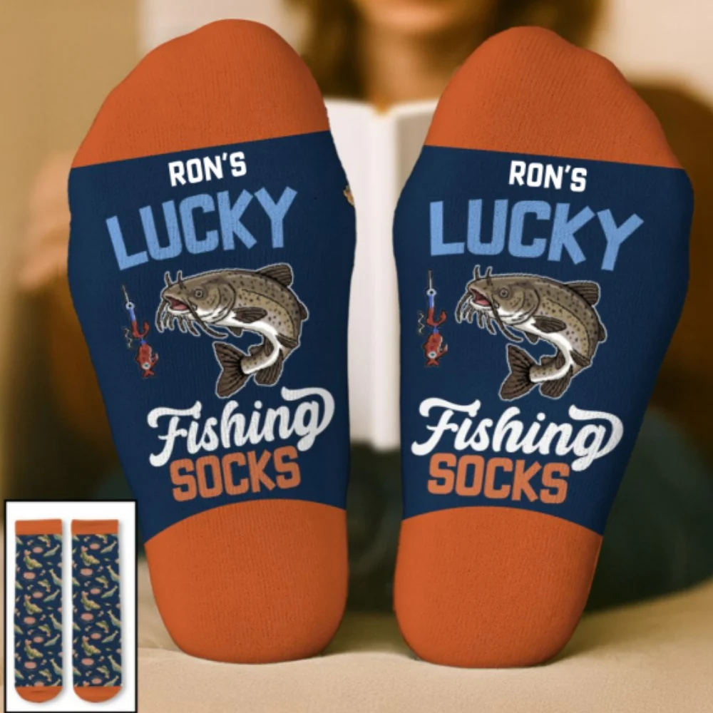 Lucky Fisherman - Personalized Custom Crew Socks - Image 8