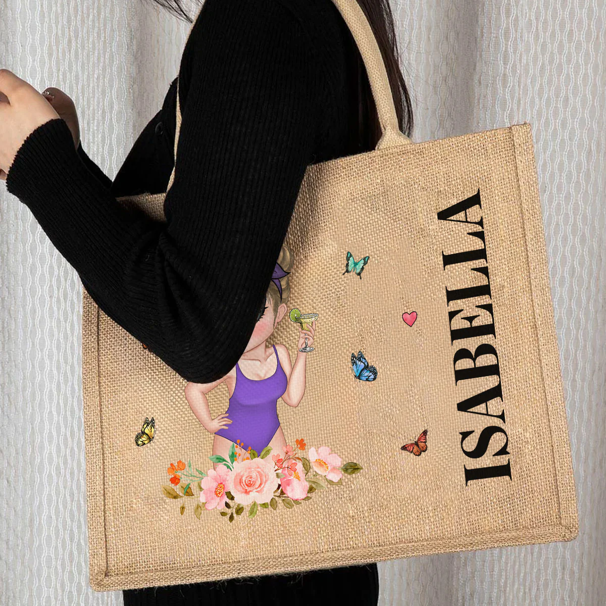 Lucky Girl - Personalized Custom Jute Tote Bag - Image 4