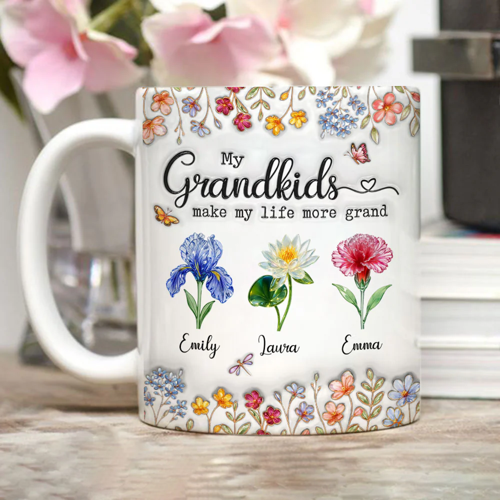Make Life More Grand With Lovely Kids - Personalized Custom 3D Inflated Effect Mug - Image 2