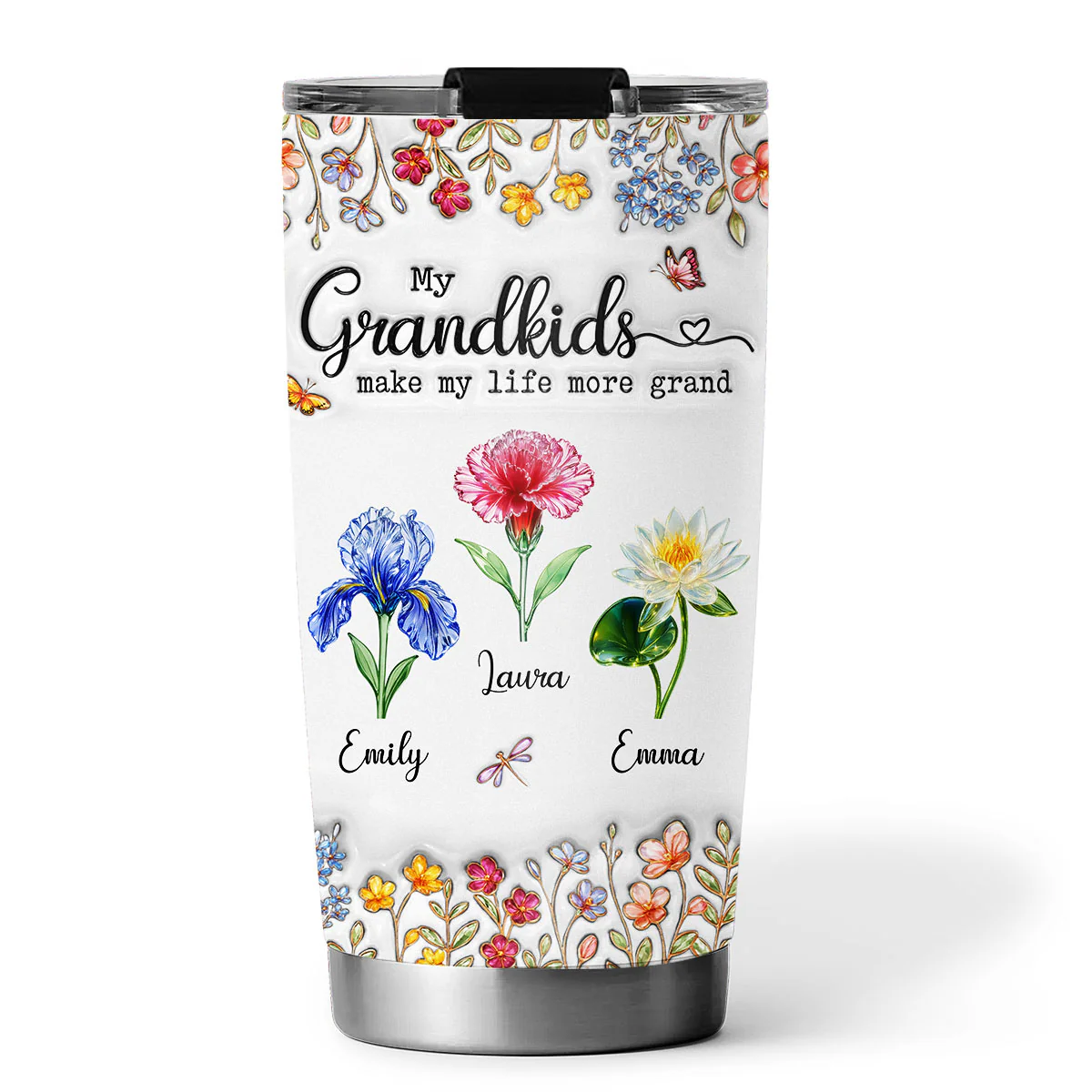 Make Life More Grand With Lovely Kids - Personalized Custom 3D Inflated Effect Tumbler