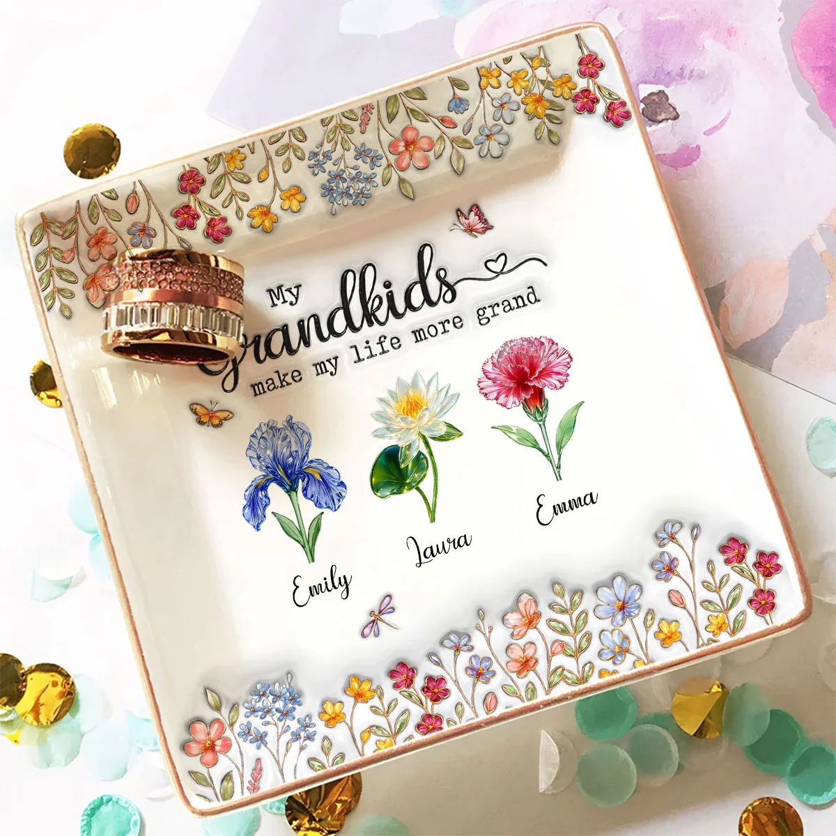 Make Life More Grand With Lovely Kids - Personalized Custom 3D Inflated Jelwery Dish - Image 2