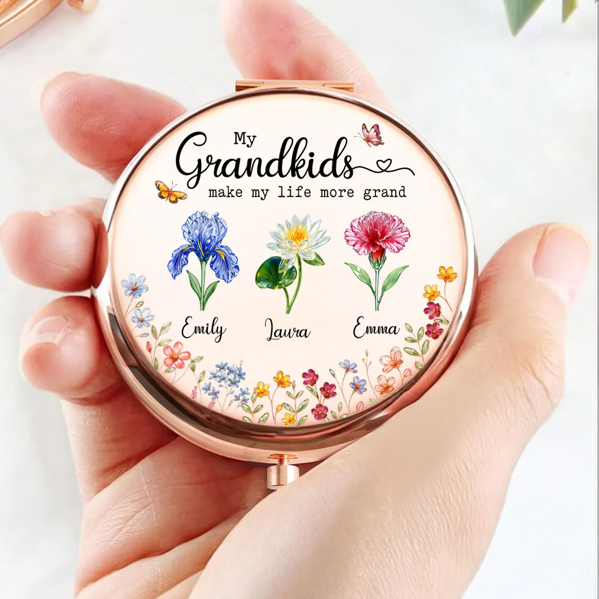 Make Life More Grand With Lovely Kids - Personalized Custom Compact Mirror