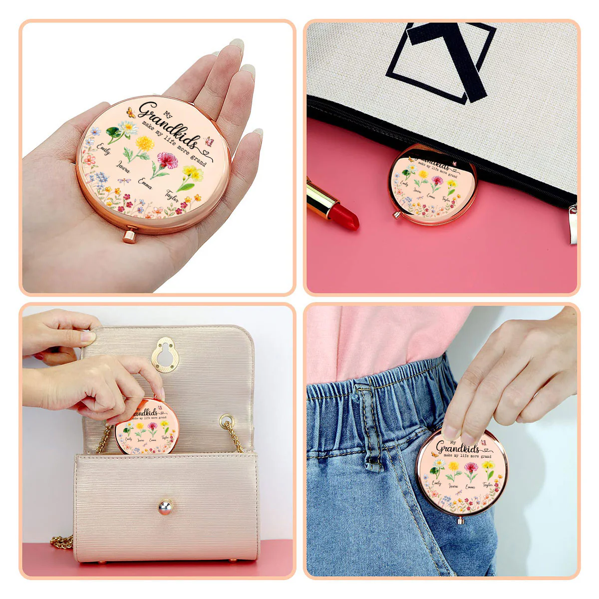 Make Life More Grand With Lovely Kids - Personalized Custom Compact Mirror - Image 5