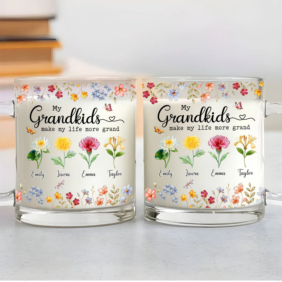 Make Life More Grand With Lovely Kids - Personalized Custom Glass Mug - Image 2