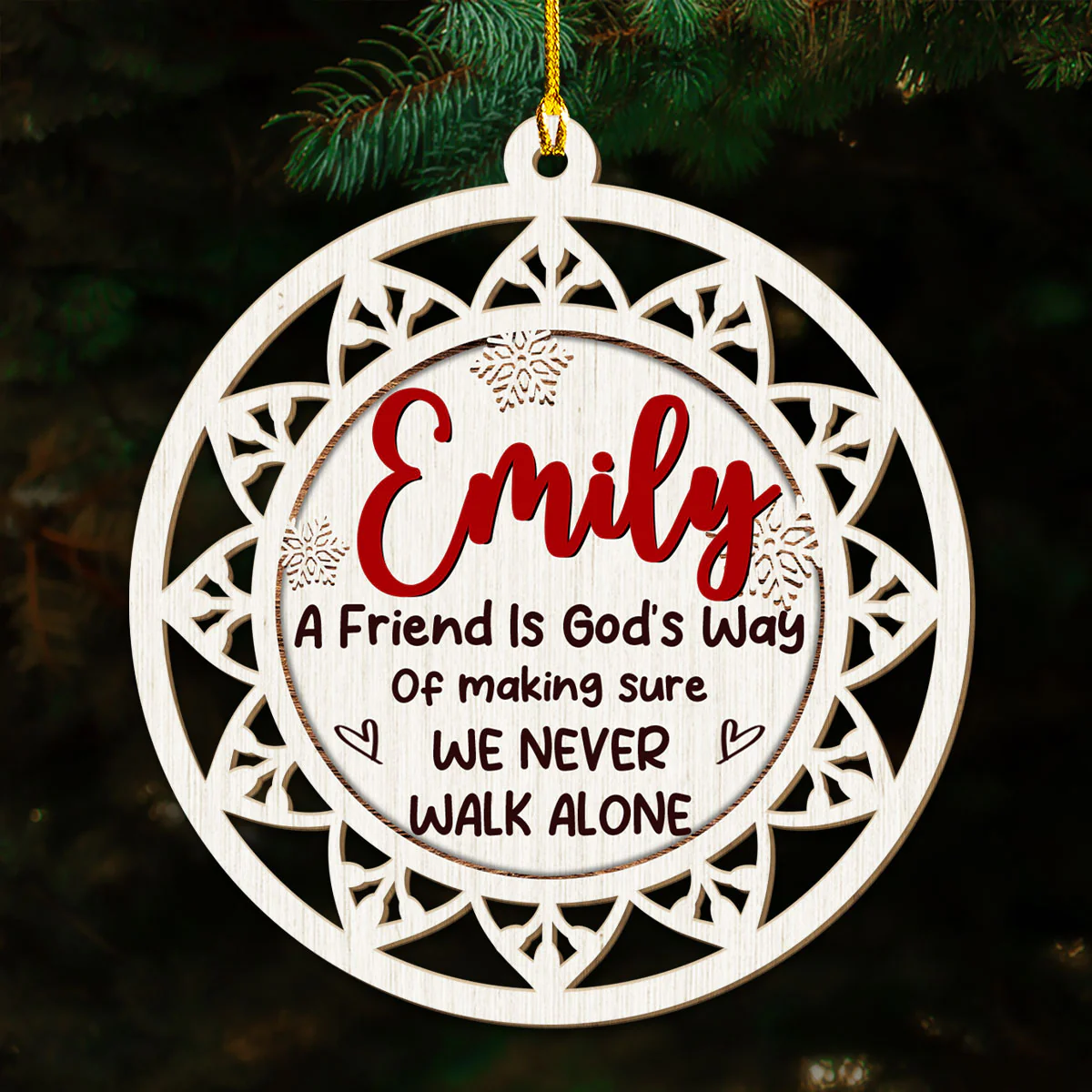 Make Sure We Never Walk Alone - Personalized Custom Wood Ornament - Image 2
