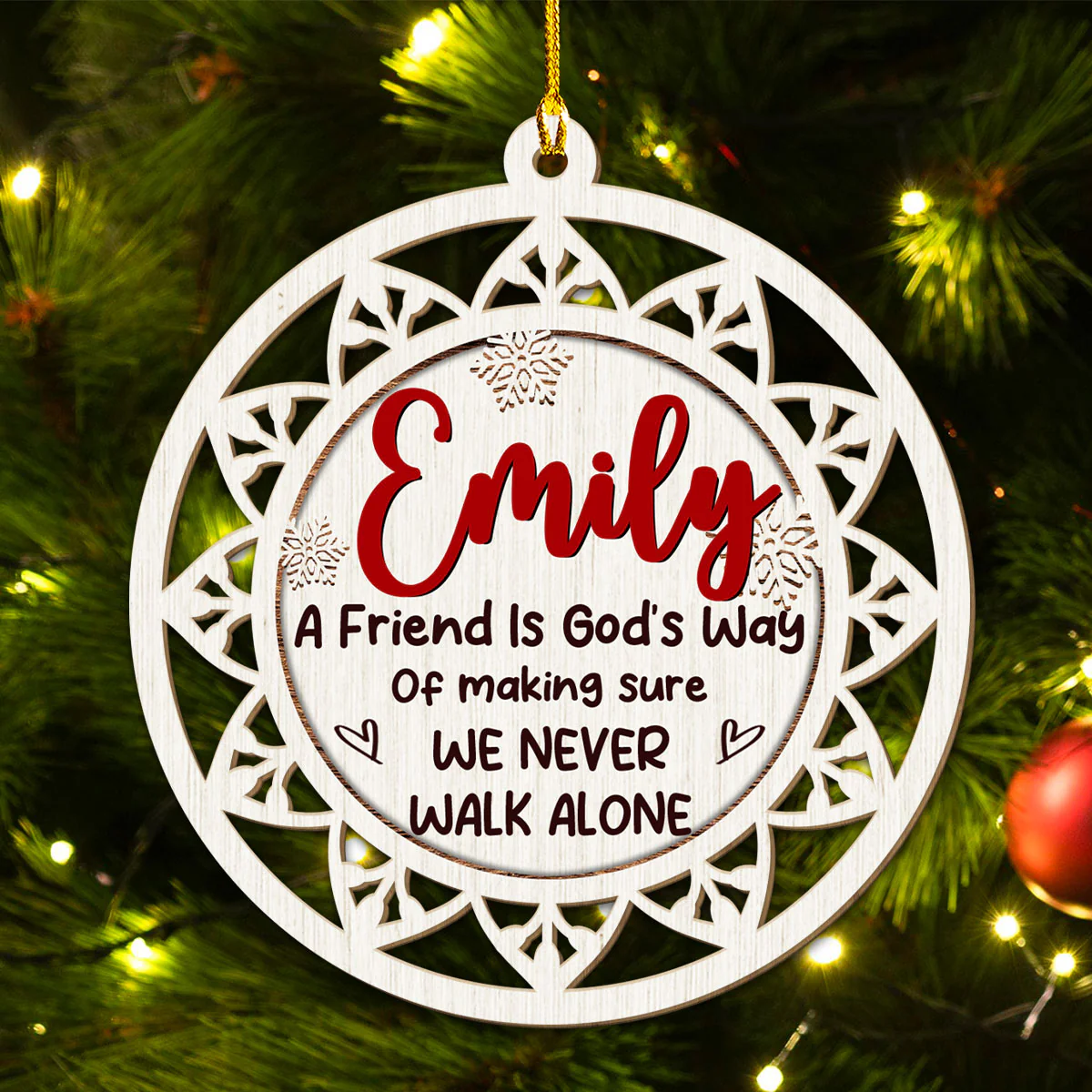 Make Sure We Never Walk Alone - Personalized Custom Wood Ornament - Image 3