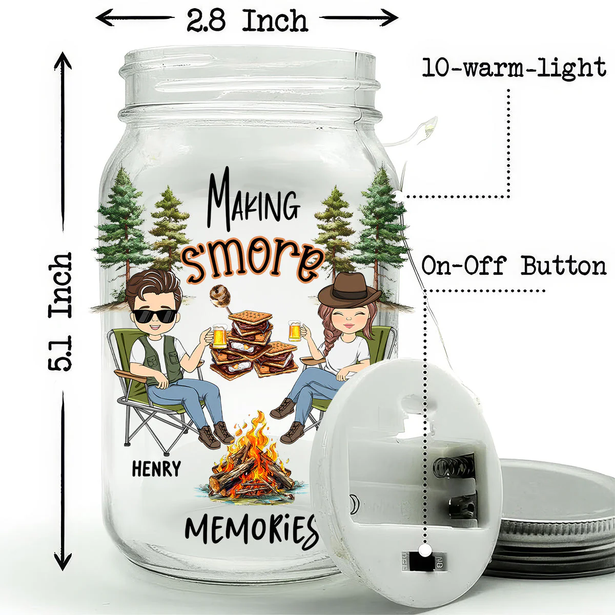 Making Smore Memories - Personalized Custom Mason Jar Light - Image 4
