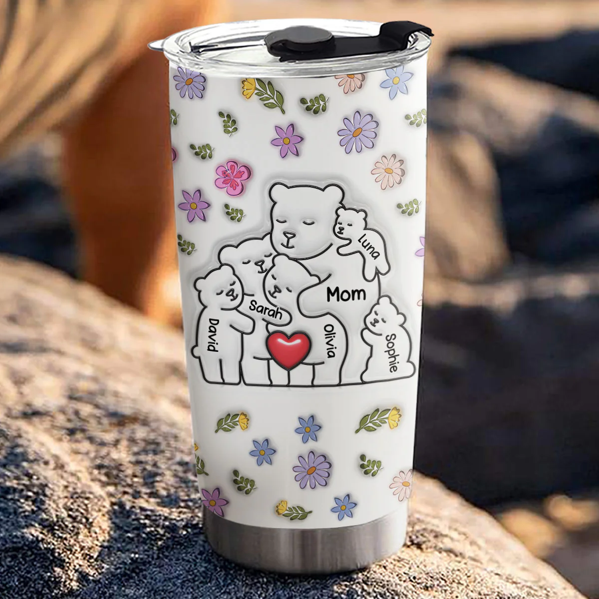 Mama Bear - Personalized Custom 3D Inflated Effect Tumbler - Image 3