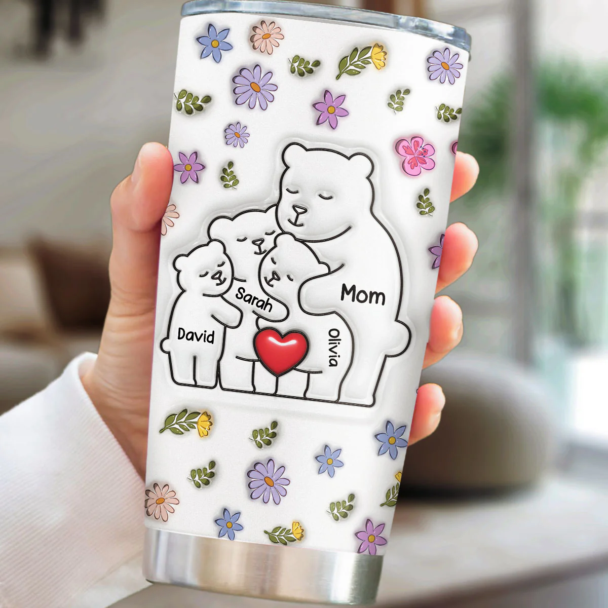 Mama Bear - Personalized Custom 3D Inflated Effect Tumbler - Image 5