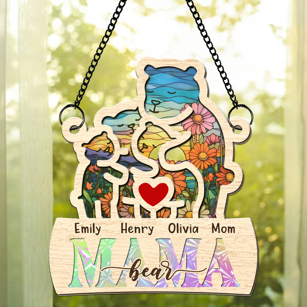 Mama Bear We Love You - Personalized Custom Suncatcher - Image 2