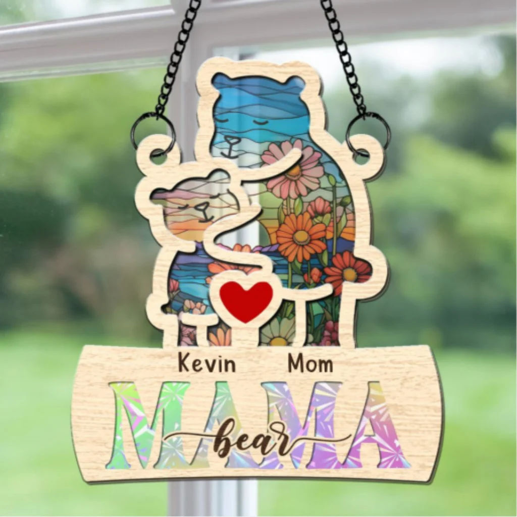Mama Bear We Love You - Personalized Custom Suncatcher - Image 6