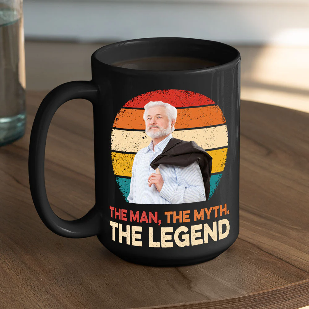 Man, Myth and Legend - Personalized Custom BLACK Coffee Mug - Image 2