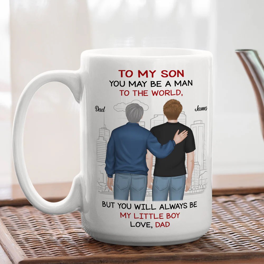 Man To World Boy To Dad - Personalized Custom Coffee Mug - Image 6