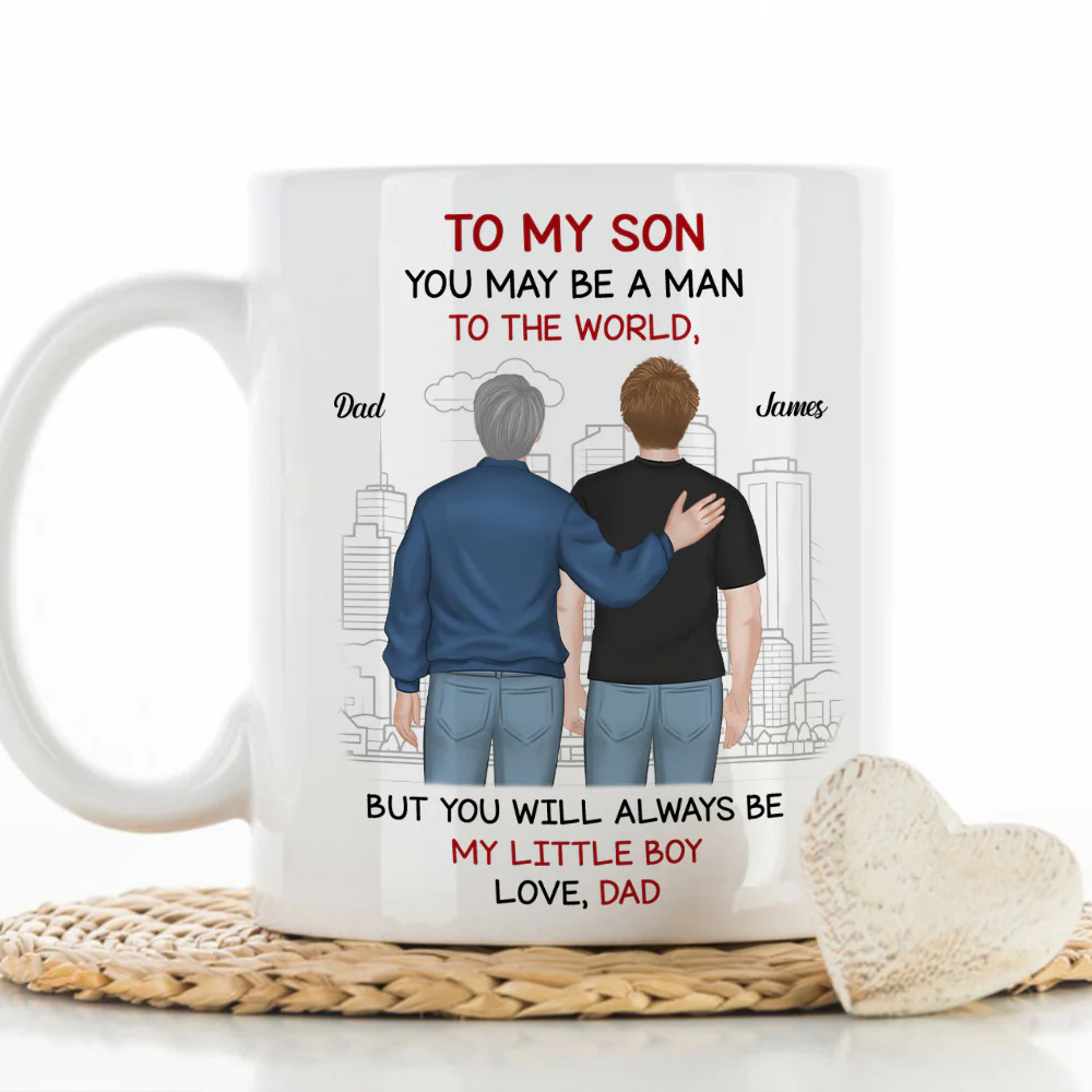 Man To World Boy To Dad - Personalized Custom Coffee Mug - Image 7