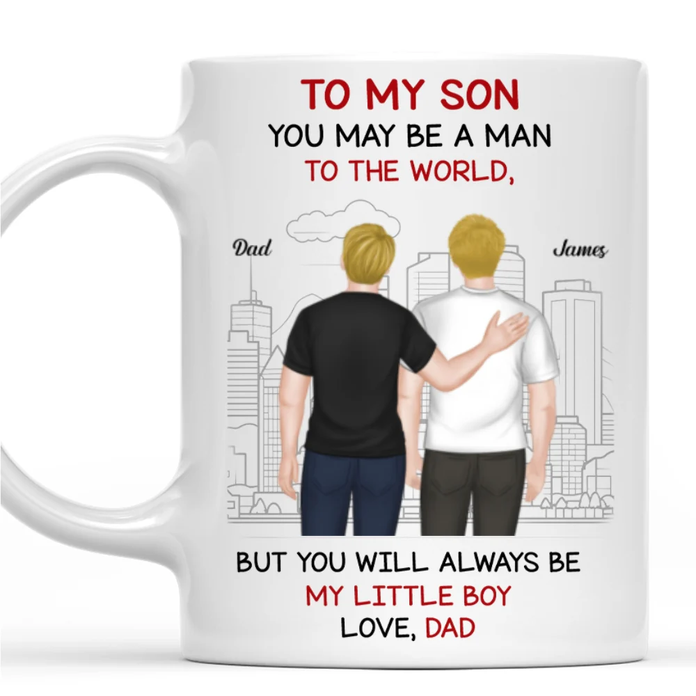 Man To World Boy To Dad - Personalized Custom Coffee Mug - Image 9