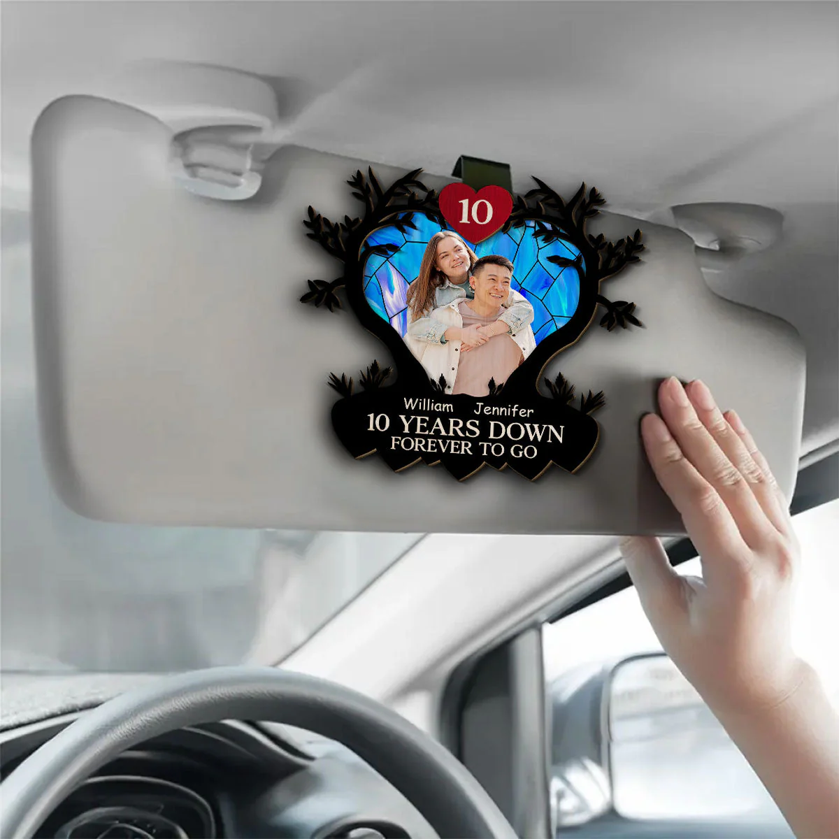 Many Years Down Forever To Go - Personalized Custom Car Visor Clip - Image 3
