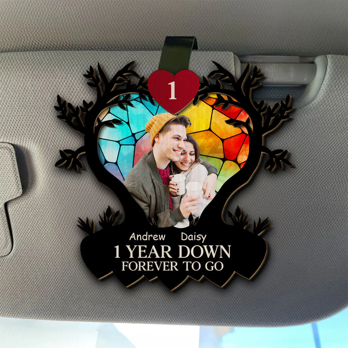 Many Years Down Forever To Go - Personalized Custom Car Visor Clip - Image 4
