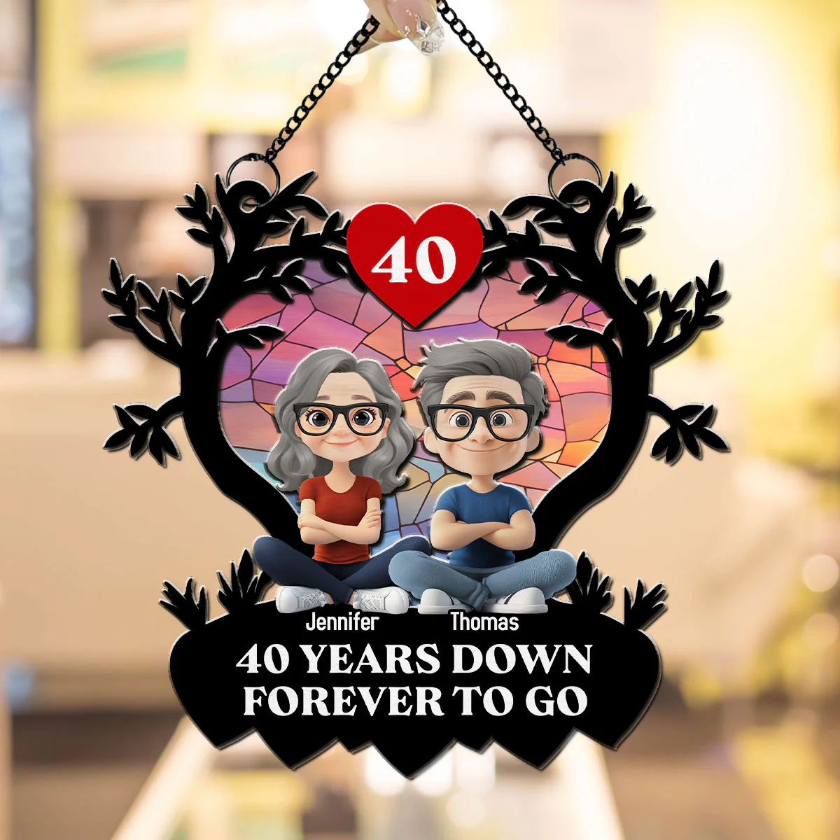 Many Years Down Forever To Go - Personalized Custom Suncatcher - Image 2