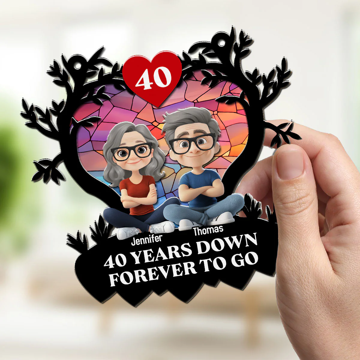 Many Years Down Forever To Go - Personalized Custom Suncatcher - Image 3