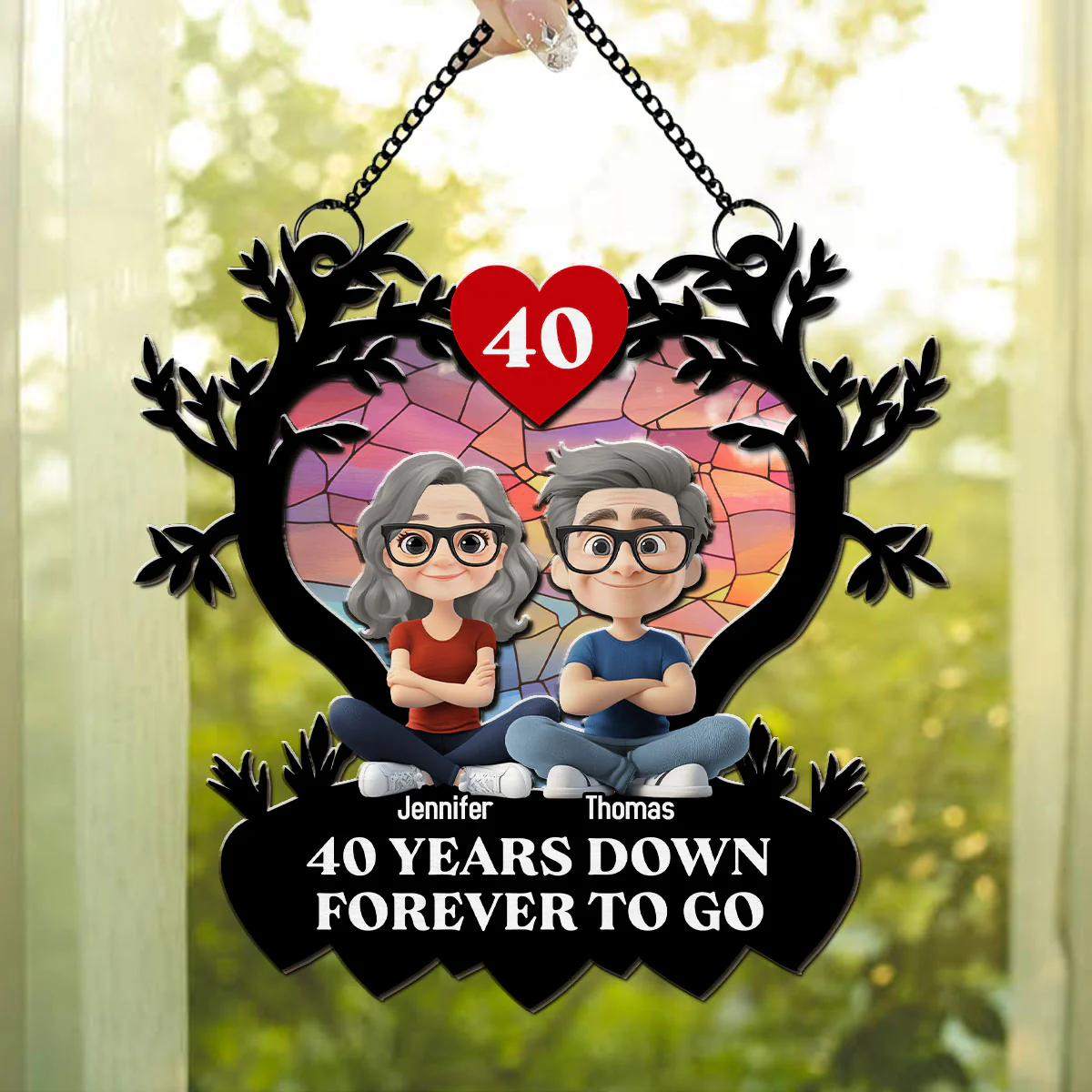 Many Years Down Forever To Go - Personalized Custom Suncatcher - Image 4