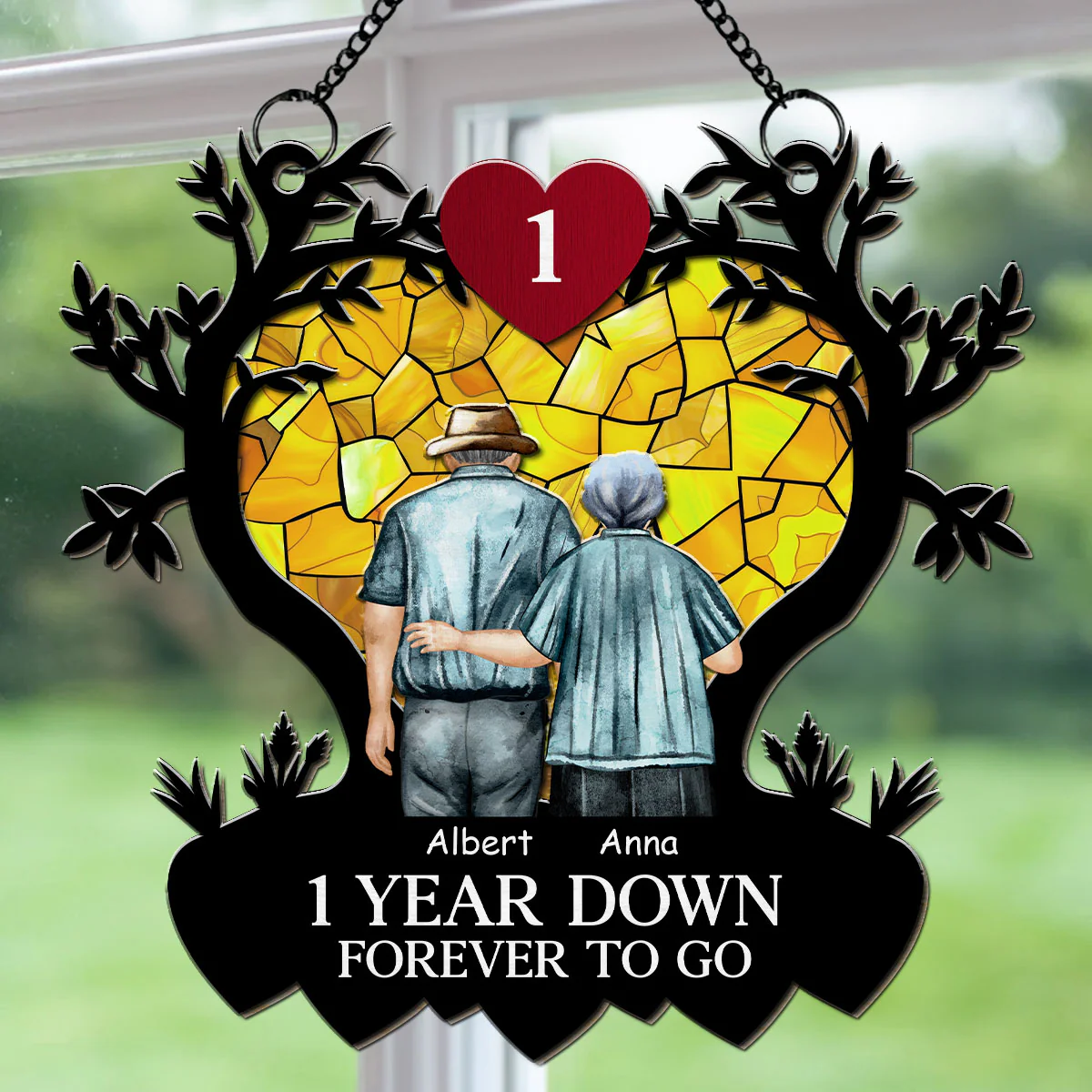 Many Years Down Forever To Go - Personalized Custom Suncatcher - Image 3